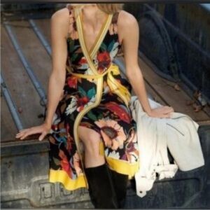 Anthropologie Maeve Botanica Faux Wrap Midi Dress